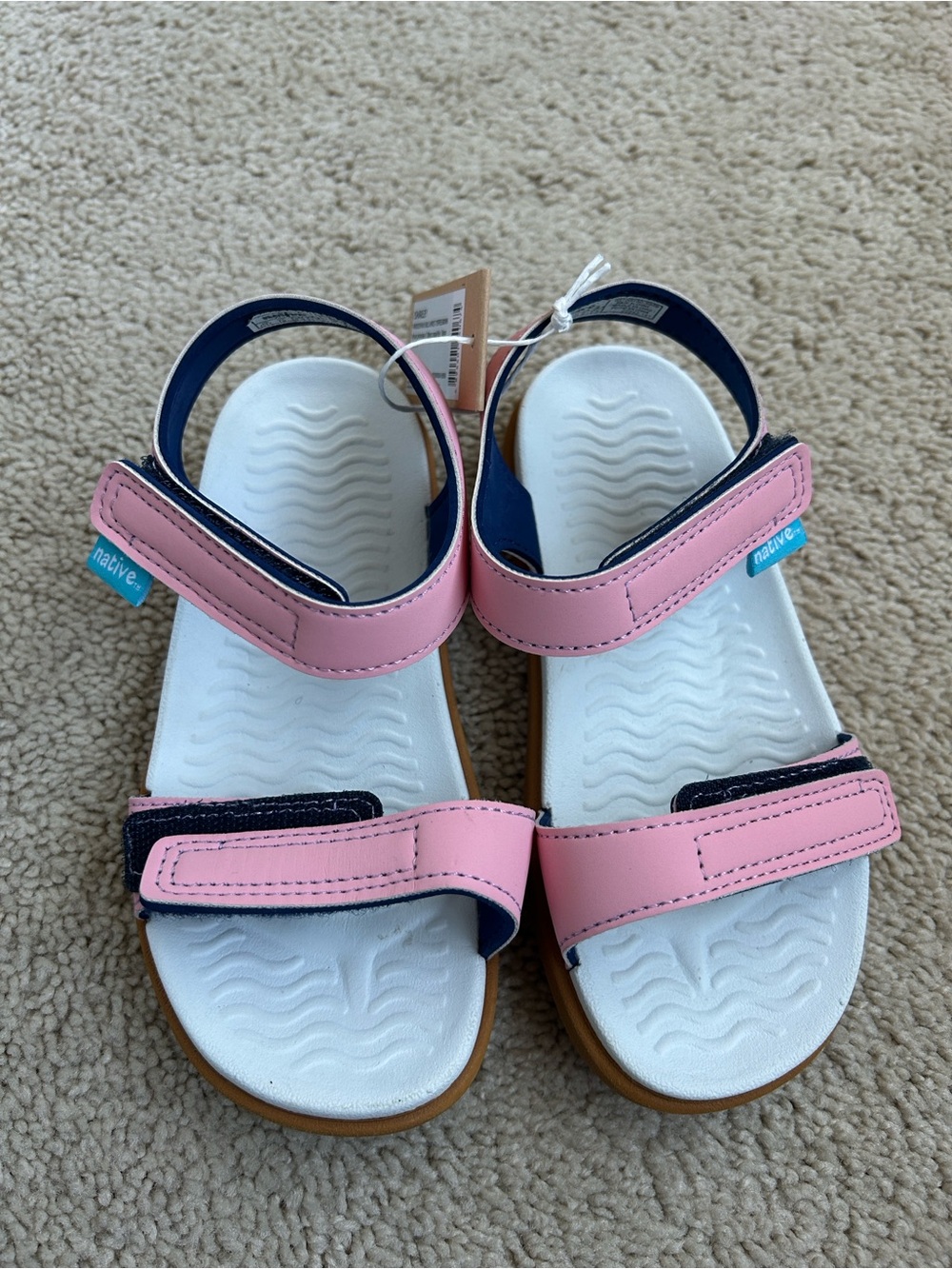 NWT Native Charley Pink and Navy Adjustable Strap Sandals, C11